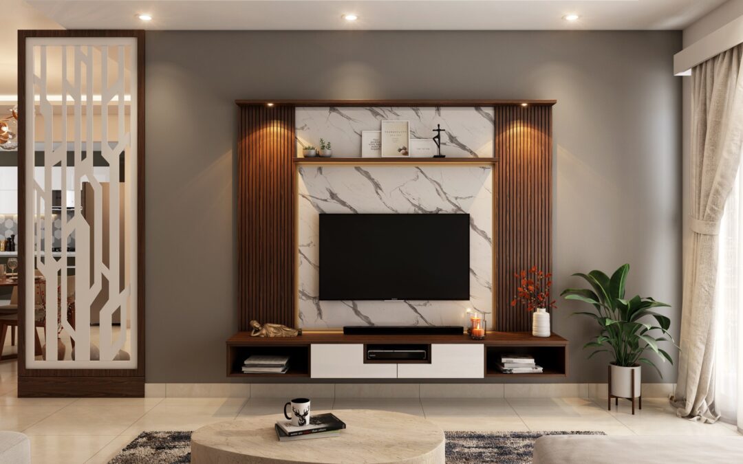 Luxe woonkamer met tv-hoek